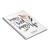 Happy Mind Happy Life Motivating Quote Name Notitieboek (Rechterzijde)