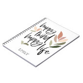 Happy Mind Happy Life Motivating Quote Name Notitieboek (Linkerzijde)
