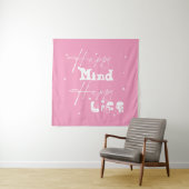 Happy Mind Happy Life Schattige Tapestry Wandkleed (In situ)
