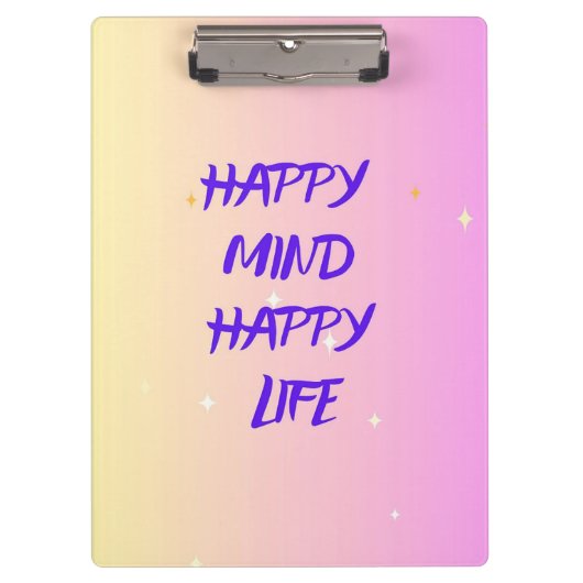 Happy Mind Klembord – Motiverend & Kantoor Decor (Voorkant)