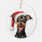 Happy Mini Pinscher Dog Christmas Personalized Keramisch Ornament (Links)
