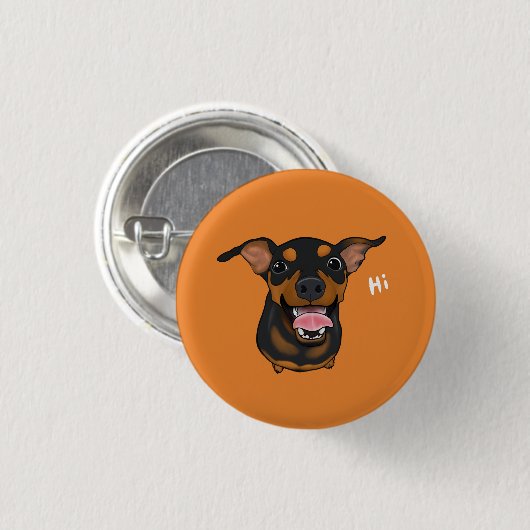 Happy Miniature Pinscher Dog Pinback Button (Voorkant /achterkant)
