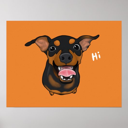 Happy Miniature Pinscher Min Pin Portrait Poster (Voorkant)