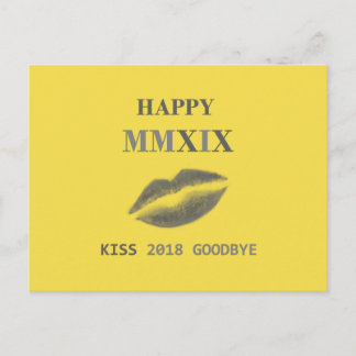 Happy MMXIX kiss 2018 afscheid Briefkaart