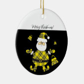 Happy Mode Yellow Tartan Santa Keramisch Ornament (Rechts)