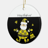 Happy Mode Yellow Tartan Santa Keramisch Ornament (Links)