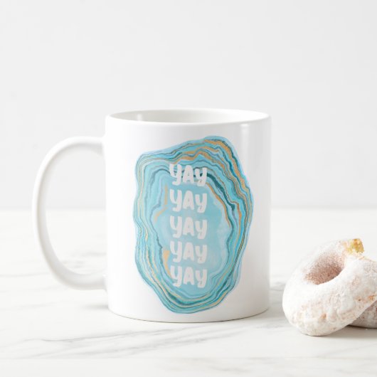 Happy Modern Blue Wedding Day Yay Koffiemok (Met donut)