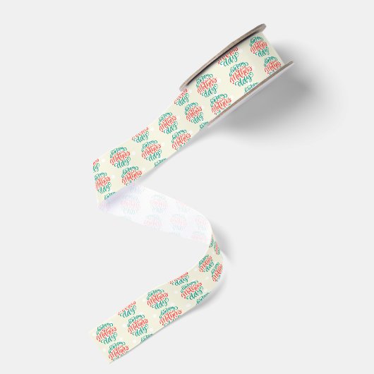 Happy Moeder Day Typography Pattern Grosgrain Lint (Achterkant)