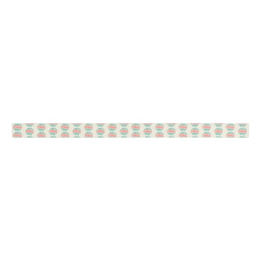 Happy Moeder Day Typography Pattern Grosgrain Lint (Voorkant)