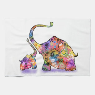 Happy Moeder en Baby Elephant Kitchen Towel Theedoek