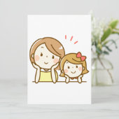 Happy Moeder en Daughter Cartoon Cute Kaart (Staand voorkant)