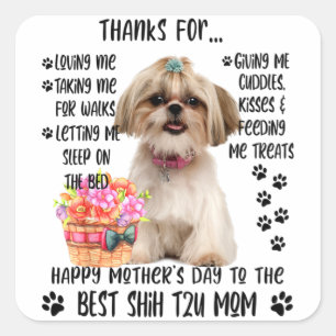 Happy Moederdag 2021 Shih tzu Mam hondenliefhebber Vierkante Sticker