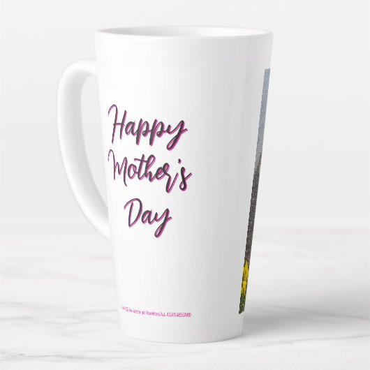 Happy Moederdag 2025 beroemd gemaakt door RoseWrit Latte Mok (Linkerhoek)