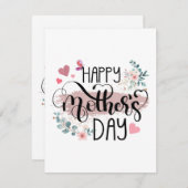 Happy Moederdag 2025 Schattigee Bloemen voor Vrouw Informatiekaartje (Voorkant / Achterkant)