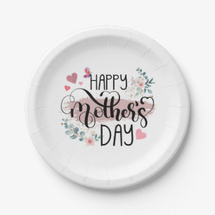 Happy Moederdag 2025 Schattigee Bloemen voor Vrouw Papieren Bordje