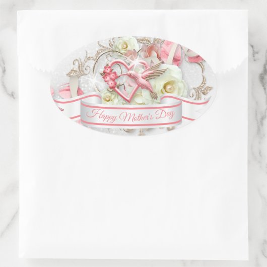 Happy Moederdag 3 Ovale Sticker (Tas)