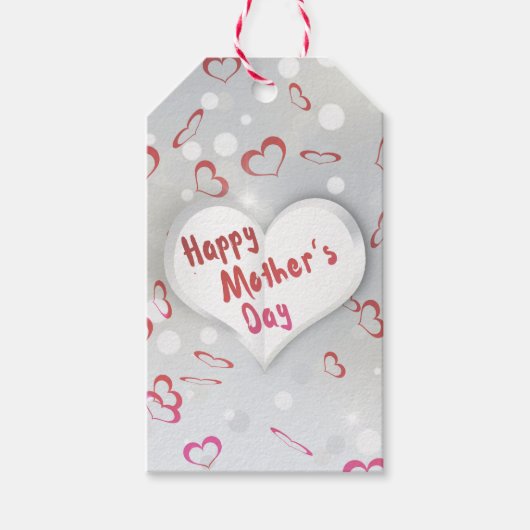 Happy Moederdag 3D-papierhart Cadeaulabel (Voorkant)