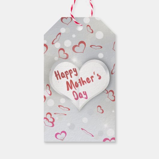 Happy Moederdag 3D-papierhart Cadeaulabel (Achterkant)