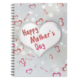 Happy Moederdag 3D-papierhart Notitieboek
