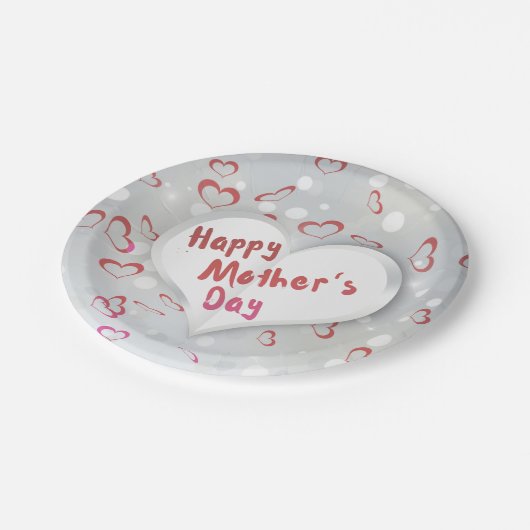 Happy Moederdag 3D-papierhart Papieren Bordje (Gekanteld)