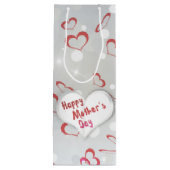 Happy Moederdag 3D-papierhart Wijn Cadeautas (Achterkant)