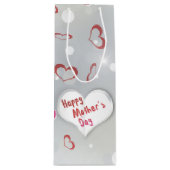 Happy Moederdag 3D-papierhart Wijn Cadeautas (Voorkant)