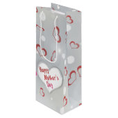 Happy Moederdag 3D-papierhart Wijn Cadeautas (Voorkant Gekanteld)