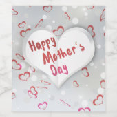 Happy Moederdag 3D-papierhart Wijn Etiket (Enkel label)