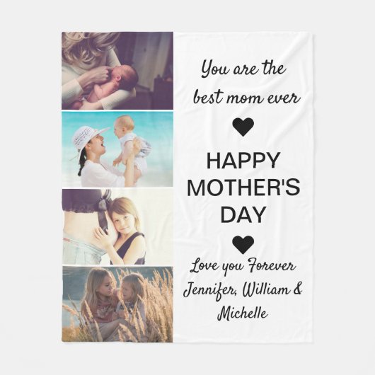 Happy Moederdag 4 Foto Collage Beste moeder ooit  Fleece Deken (Voorkant)