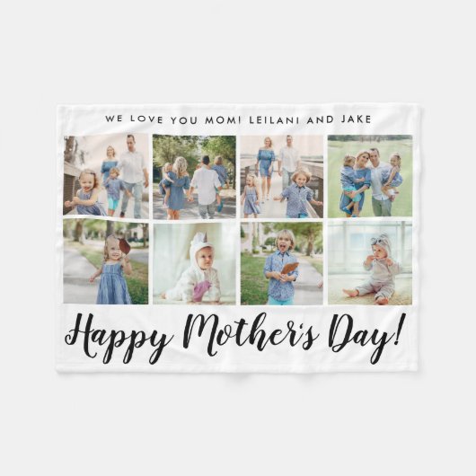 Happy Moederdag 8 Aangepast bericht voor foto Fleece Deken (Voorkant (Horizontaal))