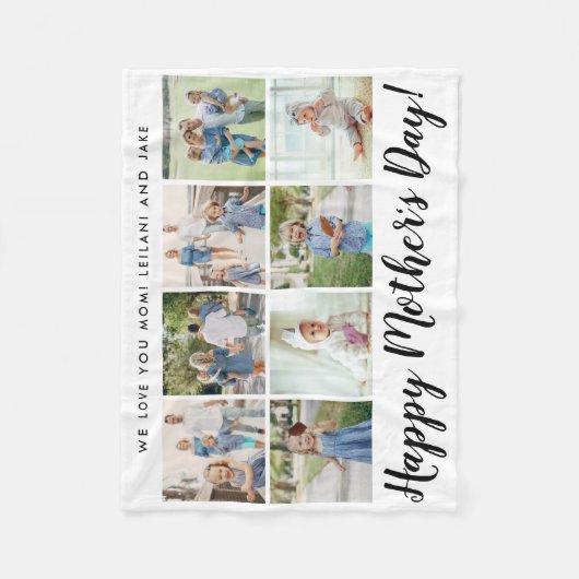Happy Moederdag 8 Aangepast bericht voor foto Fleece Deken (Voorkant)