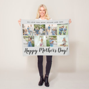 Happy Moederdag 8 Aangepast bericht voor foto grij Fleece Deken