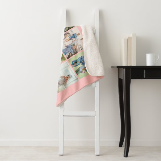 Happy Moederdag 8 Aangepast Blush roze Sherpa Deken (In situ)