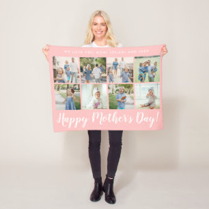 Happy Moederdag 8 Aangepaste Baby foto Roze Fleece Deken