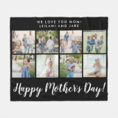 Happy Moederdag 8 Photo Collage Black Fleece Deken (Voorkant (Horizontaal))