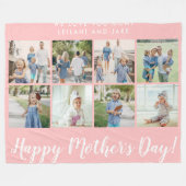Happy Moederdag 8 Photo Collage Pink Fleece Deken (Voorkant (Horizontaal))