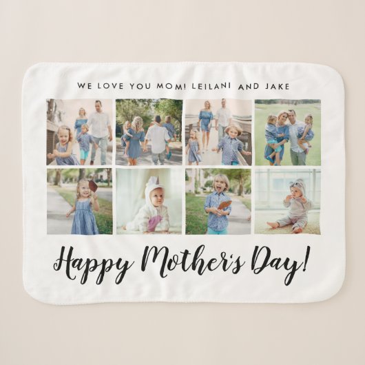 Happy Moederdag 8 Photo Custom White Sherpa Deken (Voorkant (horizontaal))