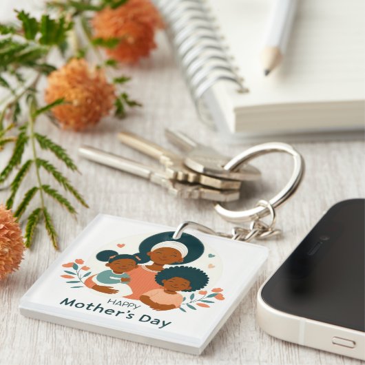 Happy Moederdag-A Mom's Loving Embrace Sleutelhang Sleutelhanger (Voorkant Rechts)