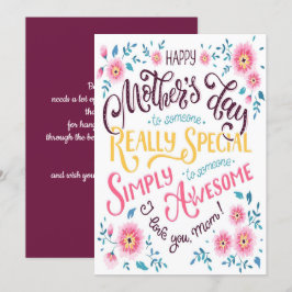 Happy Moederdag | aan de speciale en Geweldige mam Feestdagenkaart