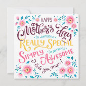 Happy Moederdag | aan de speciale en Geweldige mam Feestdagenkaart (Voorkant)