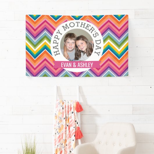 Happy Moederdag - aangepaste fotosjabloon Spandoek (Insitu)