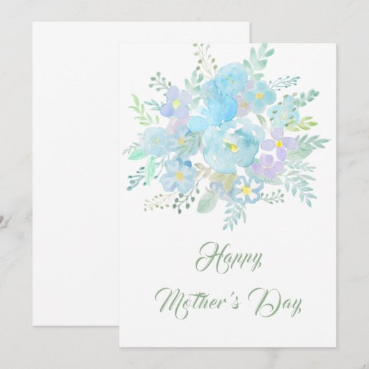 happy moederdag abstract blue flower 2 kaart (Voorkant / Achterkant)