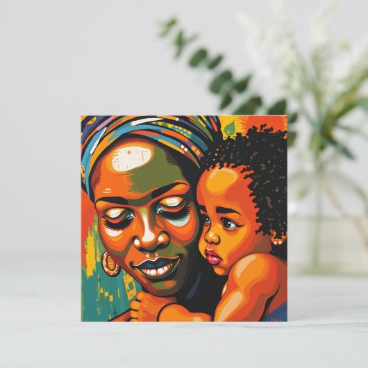 Happy Moederdag | Abstracte moeder en kind Kaart (Staand voorkant)