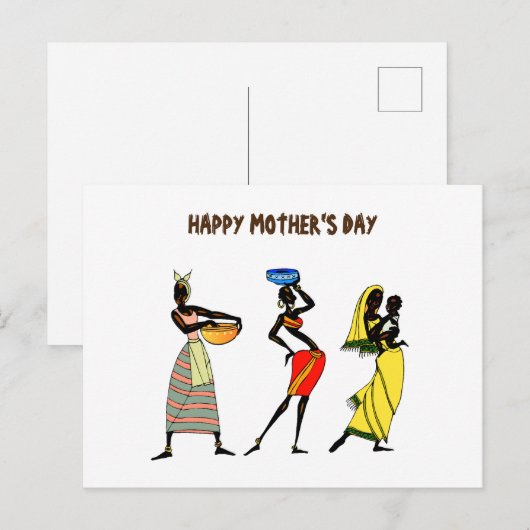 Happy Moederdag African Art Briefkaart (Voorkant / Achterkant)