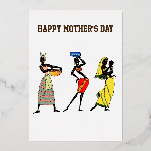 Happy Moederdag African Art Print Folie Feestdagenkaart (Voorkant)