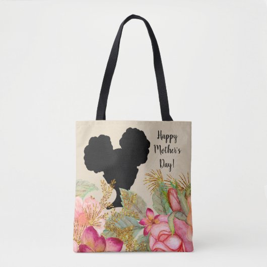 Happy Moederdag | Afro Puffs Girl Tote Bag (Voorkant)