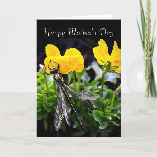 Happy Moederdag - Algemeen - Dragonfly/ Pansies Kaart (Voorkant)
