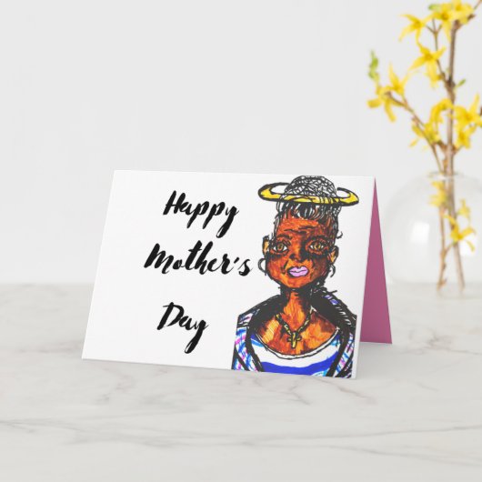 Happy Moederdag Angel Kaart (Gele Bloem)