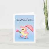 Happy Moederdag Baby Chick in de regen Kaart (Voorkant)