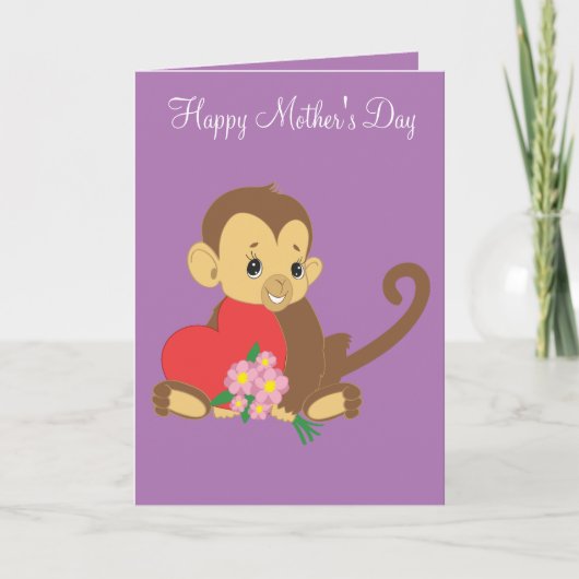 Happy Moederdag Baby Monkey Kaart (Voorkant)